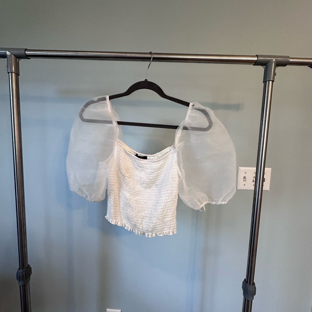 Forever 21 Puffy Mesh Sleeve Top